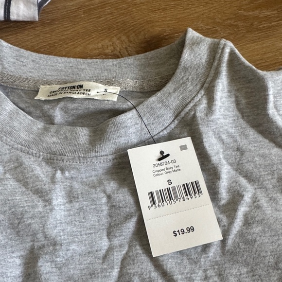 2 cotton on crop t shirts. Size small. One striped and one all gray. - Picture 2 of 3